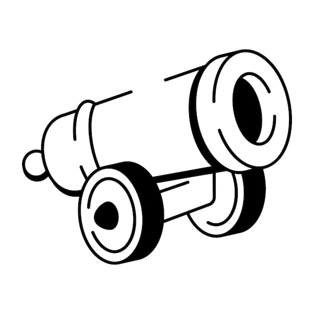 Un icono de estilo sketchy que muestra un cañón pirata