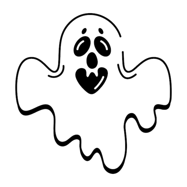 Un icono de estilo sketchy de recorte de fantasma