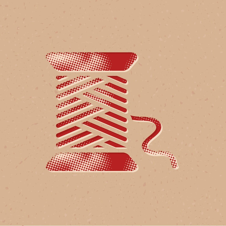 Vector icono de estilo de trama de semitonos de hilo con ilustración de vector de fondo grunge