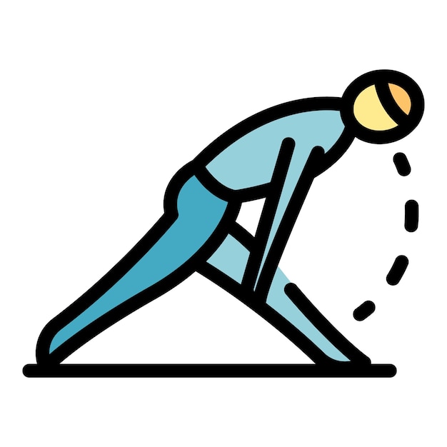 Icono de estiramiento de pilates Esquema icono de vector de estiramiento de pilates para diseño web aislado en color plano de fondo blanco