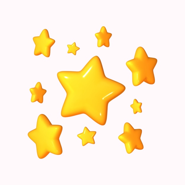 El icono de la estrella amarilla en estilo de dibujos animados 3D aislado sobre un fondo blanco