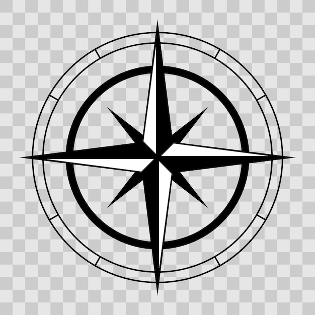 El icono de la estrella de la brújula en fondo a cuadros