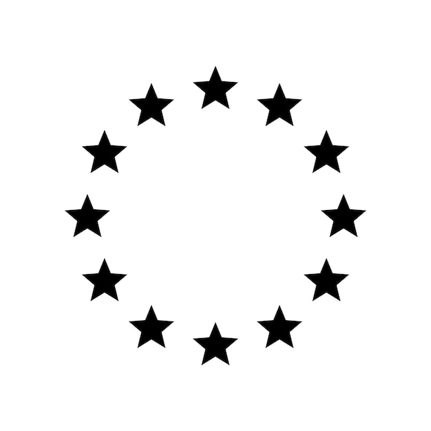 Icono de estrella en círculo Marco de estrellas aisladas sobre fondo blanco