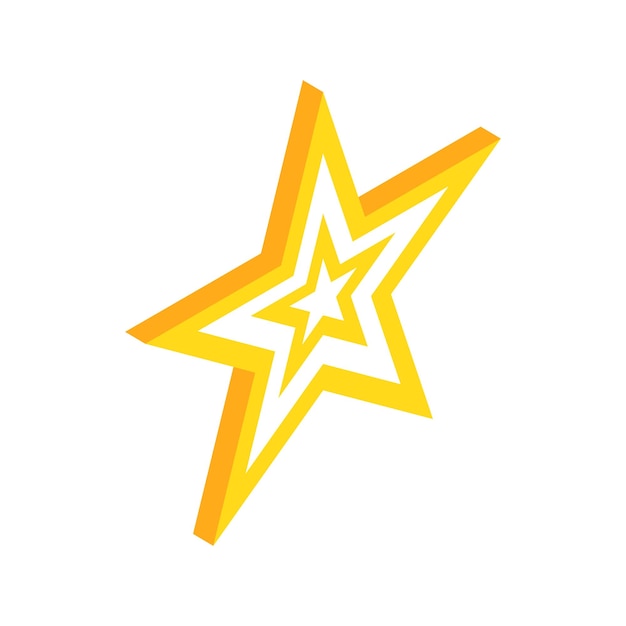 Icono de estrella dorada en estilo isométrico 3d sobre un fondo blanco