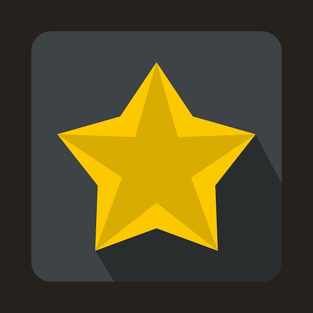 Icono de estrella dorada en estilo plano sobre un fondo gris