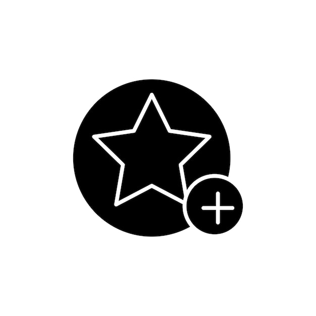 Icono de estrella favorito Establezca el valor Añadir y el símbolo vectorial de la tasa superior en un estilo de relleno y delineado en negro Signo de elección preferido