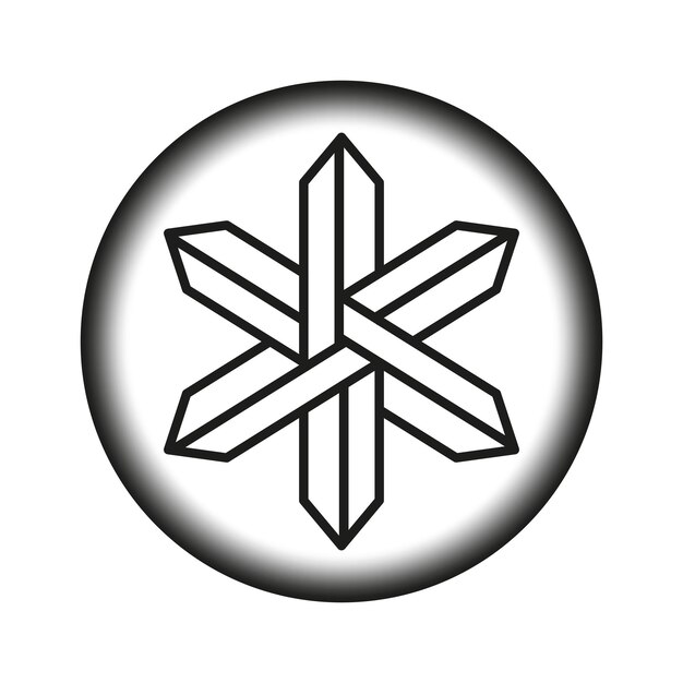 Icono de estrella geométrica en blanco y negro Símbolo vectorial abstracto Diseño de gradiente redondo