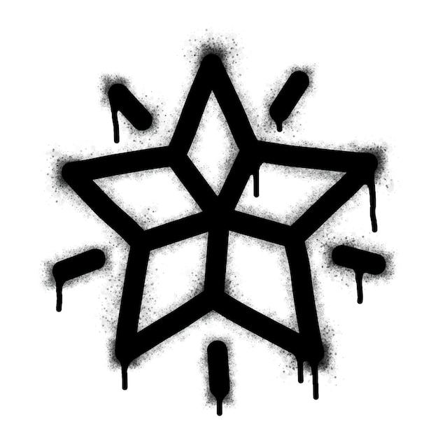 Icono de estrella de graffiti pintado con aerosol aislado en la ilustración de vector de fondo blanco