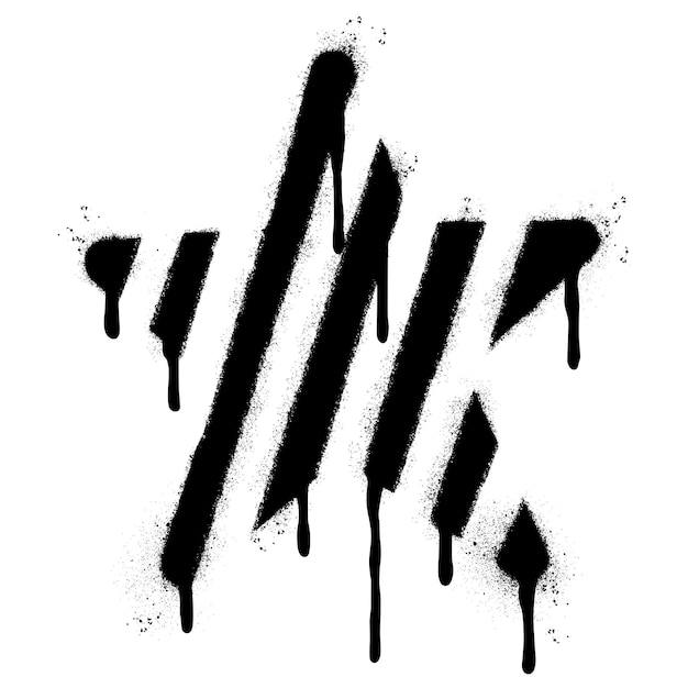 Icono de estrella de graffiti pintado con spray aislado sobre fondo blanco
