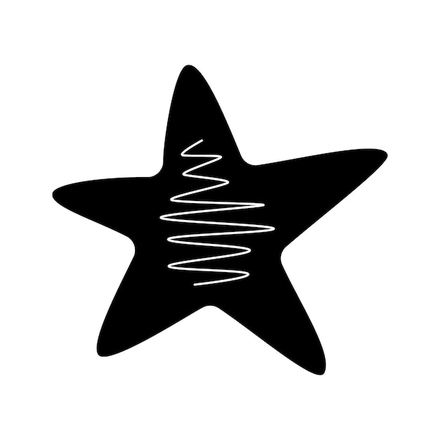 Icono de estrella Ilustración vectorial de Año Nuevo y decoración navideña Dibujado de asterisco Dibujado a mano de signo de estrella festivo Silueta negra y blanca