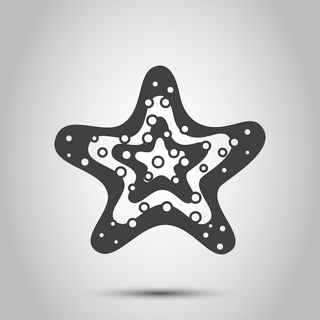 Icono de estrella de mar en estilo plano Ilustración vectorial de estrellas de mar en un fondo aislado Concepto de negocio de signos de animales marinos