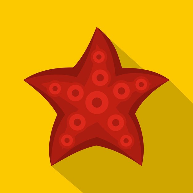 Icono de estrella de mar roja. Ilustración plana del icono de vector de estrella de mar roja para web