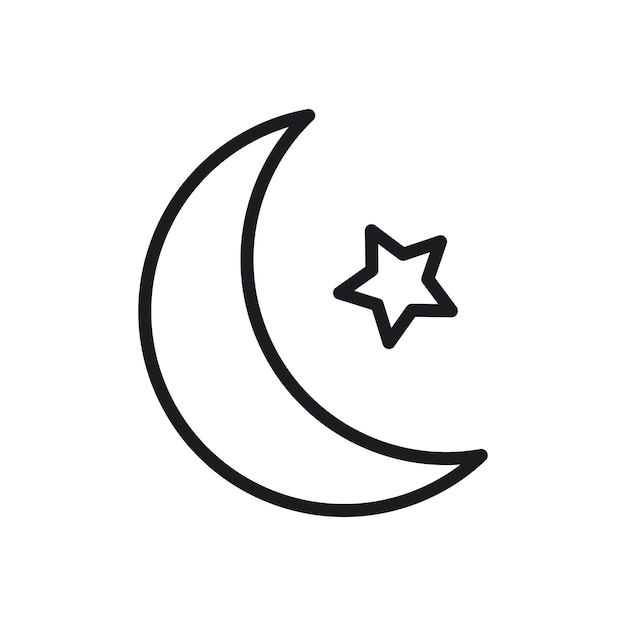 El icono de la estrella y la media luna aislados sobre un fondo blanco