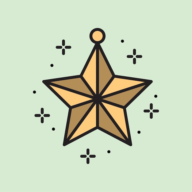 icono de estrella de navidad con estilo de color lineal