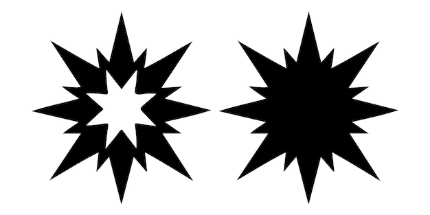 Icono de estrella de ocho puntas elemento de diseño simple aislado en negro sobre blanco