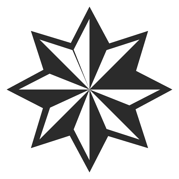 Vector icono de estrella de ocho puntas elemento negro decorativo