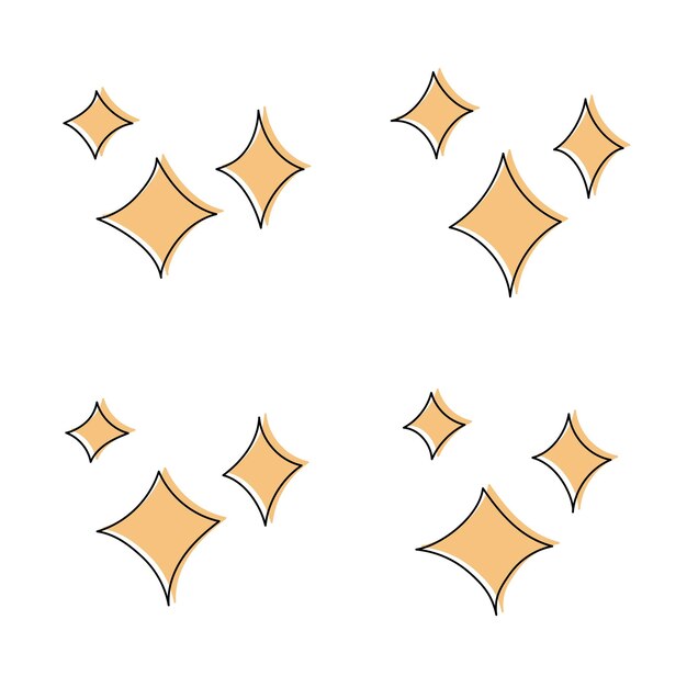 El icono de la estrella parpadeante naranja muestra una ilustración vectorial aislada