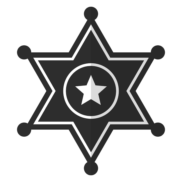 El icono de la estrella del sheriff aislado sobre un fondo blanco