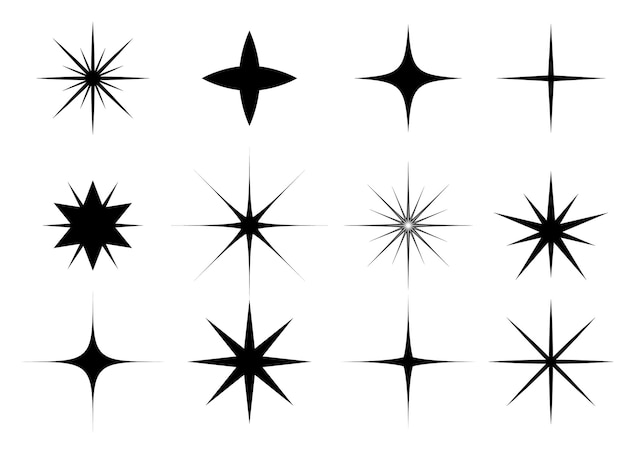 Icono de estrella sobre fondo blanco. conjunto de estrellas brillantes para navidad, año nuevo. ilustración vectorial.