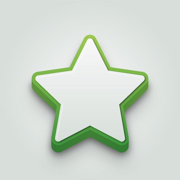 Icono de estrella verde y blanco moderno en 3D con fondo editable