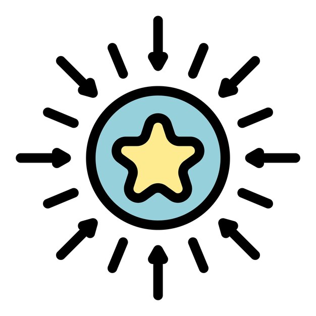 Icono de estrella de videojuego Contorno de icono de vector de estrella de vídeojuego Color plano aislado