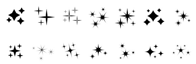 Icono de estrellas Iconos de estrellas brillantes Iconos de brillo Ilustración vectorial