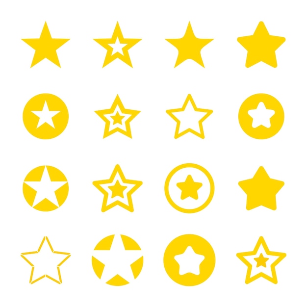 Vector icono de estrellas vectoriales en estilo amarillo plano