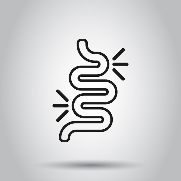Icono de estreñimiento intestinal en estilo plano Ilustración de vector de colitis sobre fondo aislado Concepto de negocio de estómago