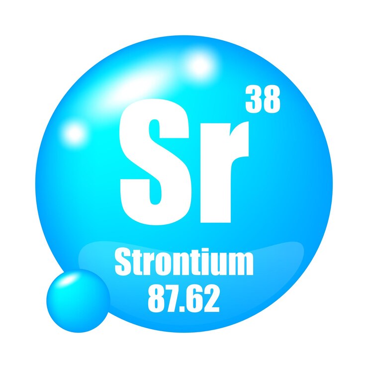 Vector icono de estroncio sr elemento químico número atómico 38 masa 8762 esfera azul