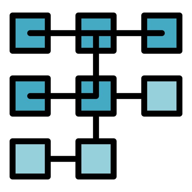 Icono de estructura Blockchain Contorno Icono de vector de estructura Blockchain para diseño web aislado en color de fondo blanco plano