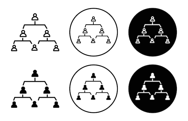 Icono de estructura jerárquica 2 colección de contorno símbolo o signo de línea delgada