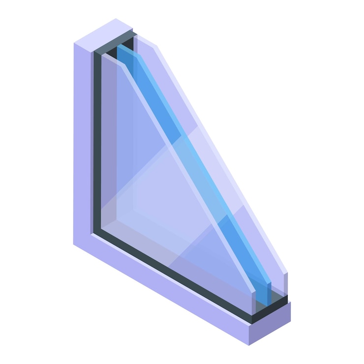 Vector icono de estructura de ventana vector isométrico producción de vidrio proceso de material