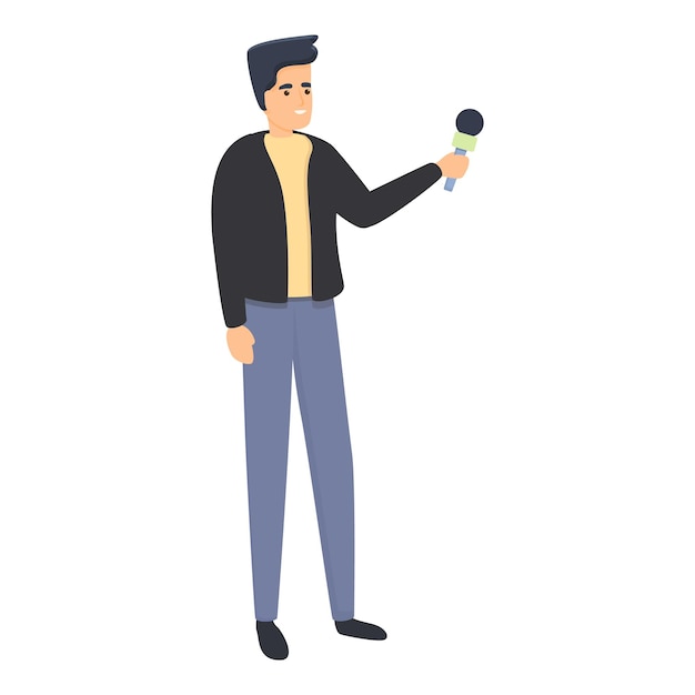 Icono de estudiante universitario de reportaje Caricatura de icono de vector de estudiante universitario de reportaje para diseño web aislado sobre fondo blanco
