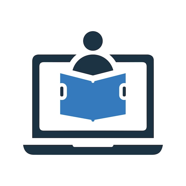 Ícono de estudio de lectura en línea Gráficos vectoriales editables simples