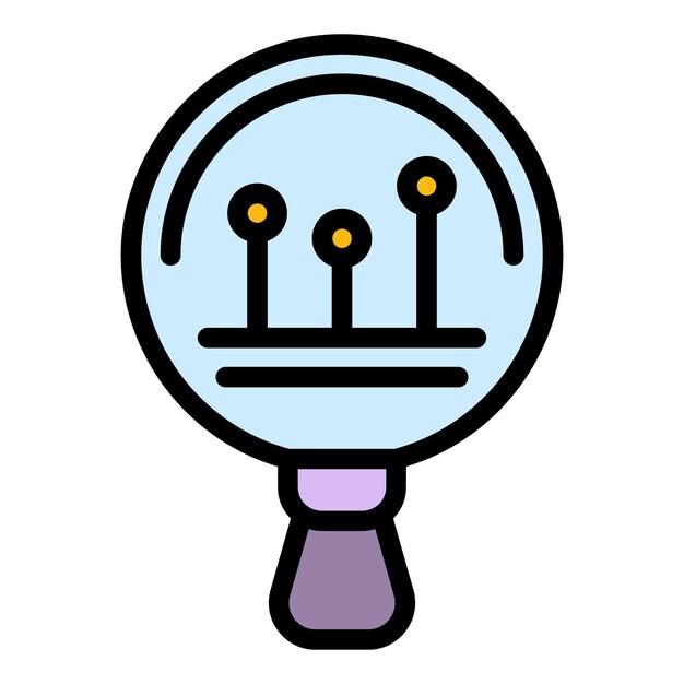 Icono de estudios de mercado de lupa Esquema Icono de vector de estudios de mercado de lupa para diseño web aislado en color plano de fondo blanco