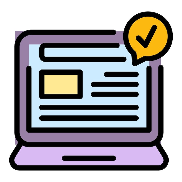 Icono de estudios de mercado de portátiles Contorno Icono de vector de estudios de mercado de portátiles para diseño web aislado en color plano de fondo blanco