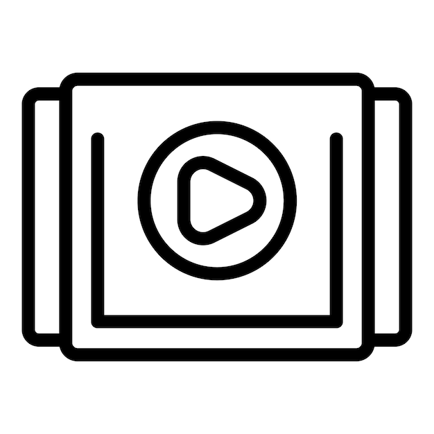 Icono de estudios de mercado de vídeo Esquema Icono de vector de estudios de mercado de vídeo para diseño web aislado sobre fondo blanco