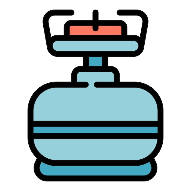 El icono de la estufa de gas para senderismo El contorno del icono vectorial de la cuenca de gas para excursiones El color es plano y aislado