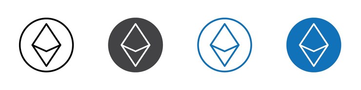 Vector icono de ethereum aislado en un conjunto de vectores de fondo blanco