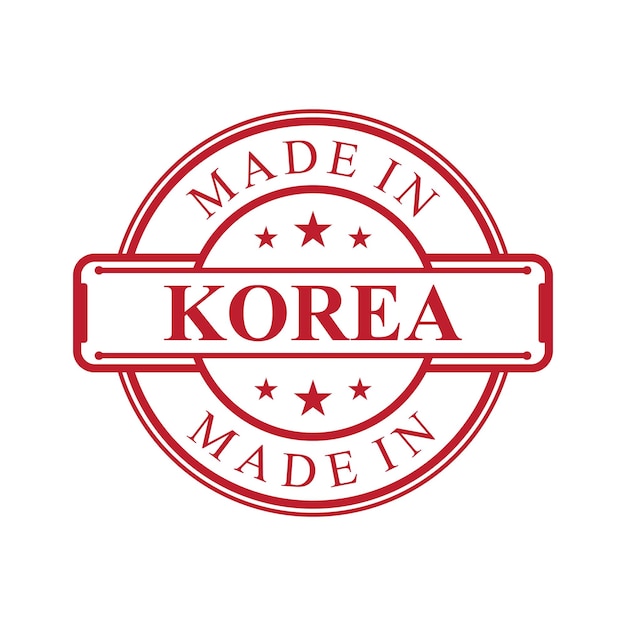 Icono de etiqueta hecho en Corea con emblema de color rojo