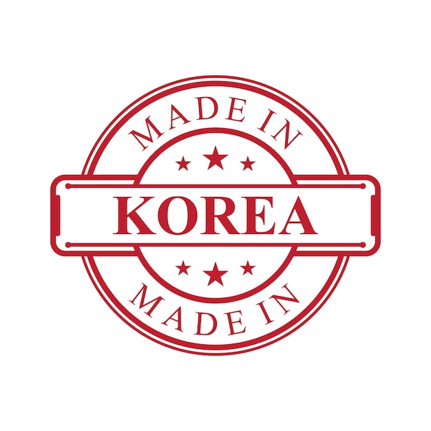 Icono de etiqueta hecho en corea con emblema de color rojo