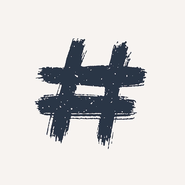Icono de etiqueta pintada de tinta hashtag
