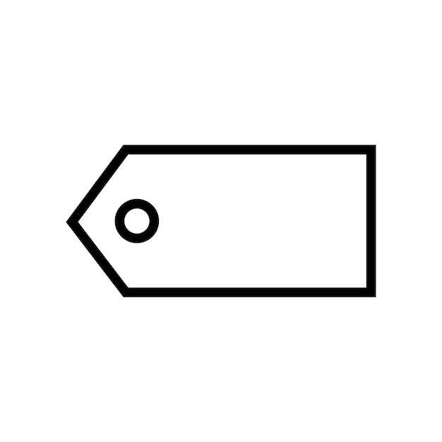 Ícono de etiqueta de precio Símbolo lineal Vector de contorno negro Icono deetiqueta de precio