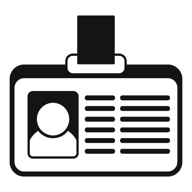Icono de etiqueta de tarjeta de identificación simple vector Plantilla de pase de acceso a fotos