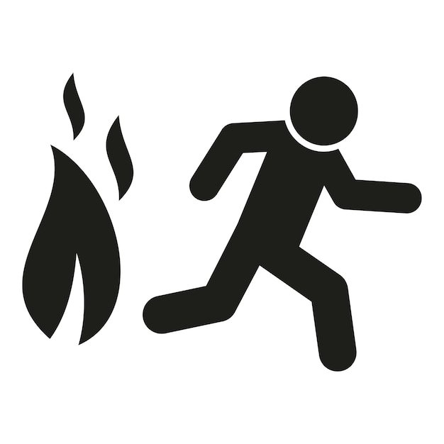 Icono de evacuación de incendio vector simple Tirar de ayuda Persona que se va