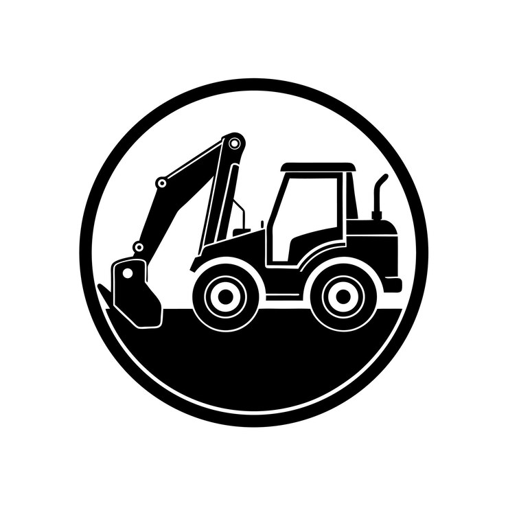 Icono de excavadora en un círculo