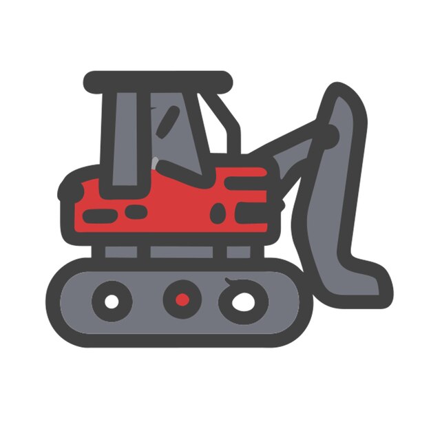 icono de excavadora icono de línea rota