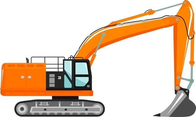 Icono de excavadora en ilustración vectorial de estilo plano