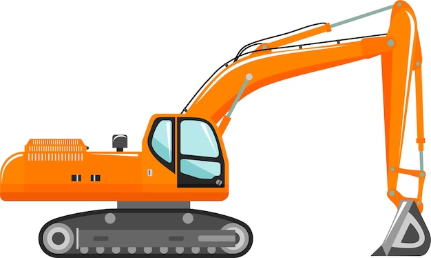 Icono de excavadora en ilustración vectorial de estilo plano