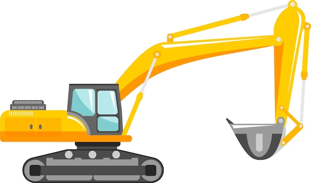 Icono de excavadora en ilustración vectorial de estilo plano
